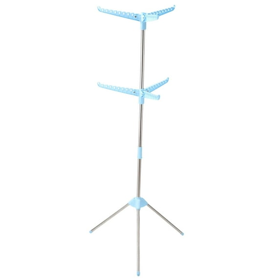 FashionCha Tripod Clothes Drying Rack Garment Storage Hanger Portable Space Saving Foldable blue 2 layer