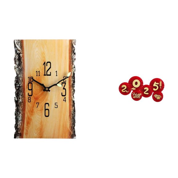 FashionCha Wall Clock Rectangle Annual Ring Non Ticking Silent Decorative Clock Festive Folding Paper Fan Durable PP Glass and Quality Paper Suitable for Home Decoration Office Festival