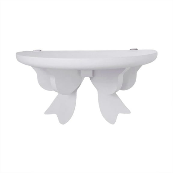 FashionCha Wall Display Shelf Bow Shaped Wood Storage Rack Rustic Bracket Pot Holder Shower White