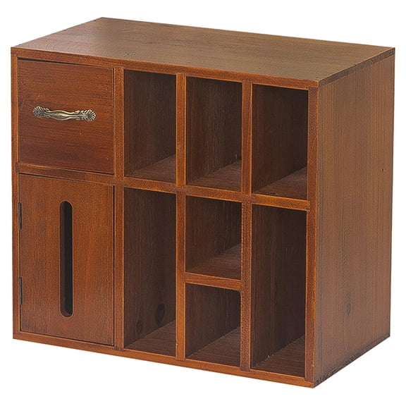 FashionCha Wood Storage Cabinet Display Cabinet with Tissue Box Action Figure Display Stand