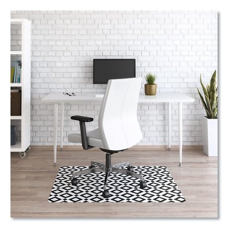FashionMat Chair Mat, Black Design, Hard Floor and Flat Pile Carpet Use, Non-Studded Rectangle, 35” x 40”