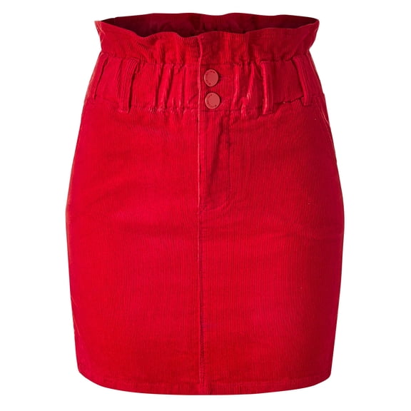FashionMille Junior Miss Solid Cassic Corduroy High Waist Mini Skirt