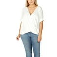 thumbnail image 1 of FashionMille Plus Size Women's V-Neck Draping Front Cross High Low Tunic T-shirt Top, 1 of 2