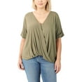 thumbnail image 1 of FashionMille Plus Size Women's V-Neck Draping Front Cross High Low Tunic T-shirt Top, 1 of 2