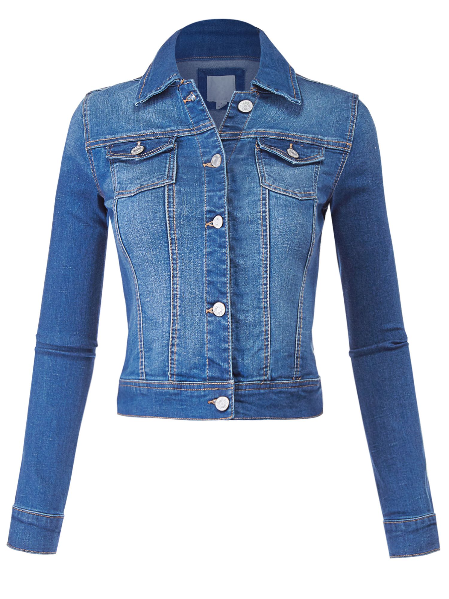 FashionMille Regular Slim Fit Washed Denim Women Jacket Jean Jacket - image 1 of 5