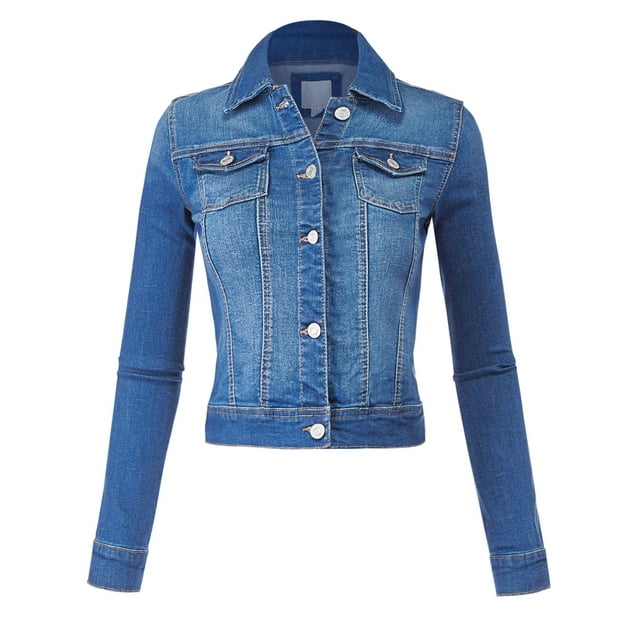 FashionMille Regular Slim Fit Washed Denim Women Jacket Jean Jacket