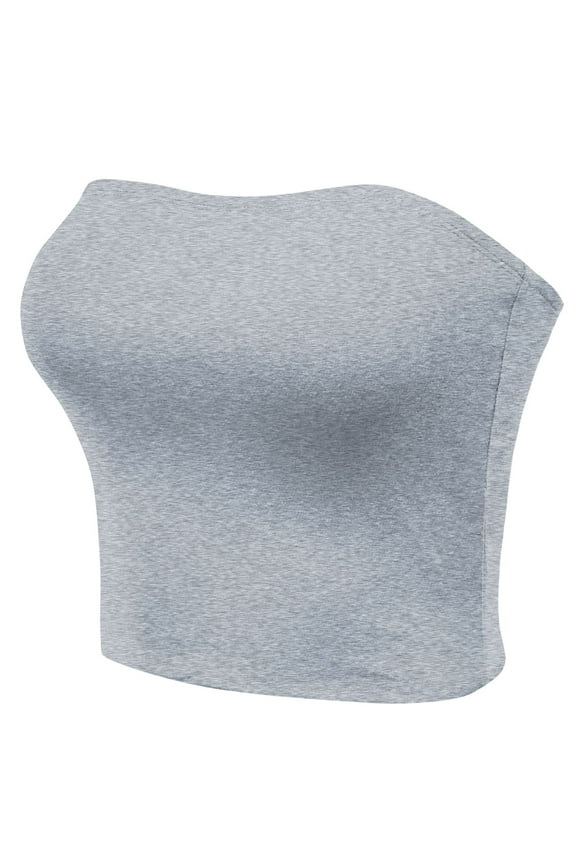 Solid Casual Cooling Down Medium Weight Strapless Tube Top Sleeveless Cropped Bandeau Tops