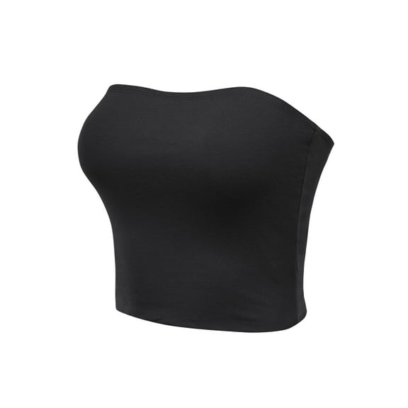 FashionMille Solid Casual Cooling Down Medium Weight Strapless Tube Top Sleeveless Cropped Bandeau Tops