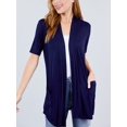 thumbnail image 1 of FashionMille Women Basic Casual Soft Jersey Elbow Sleeve Open Front Midi Cardigan w/Pockets, 1 of 5