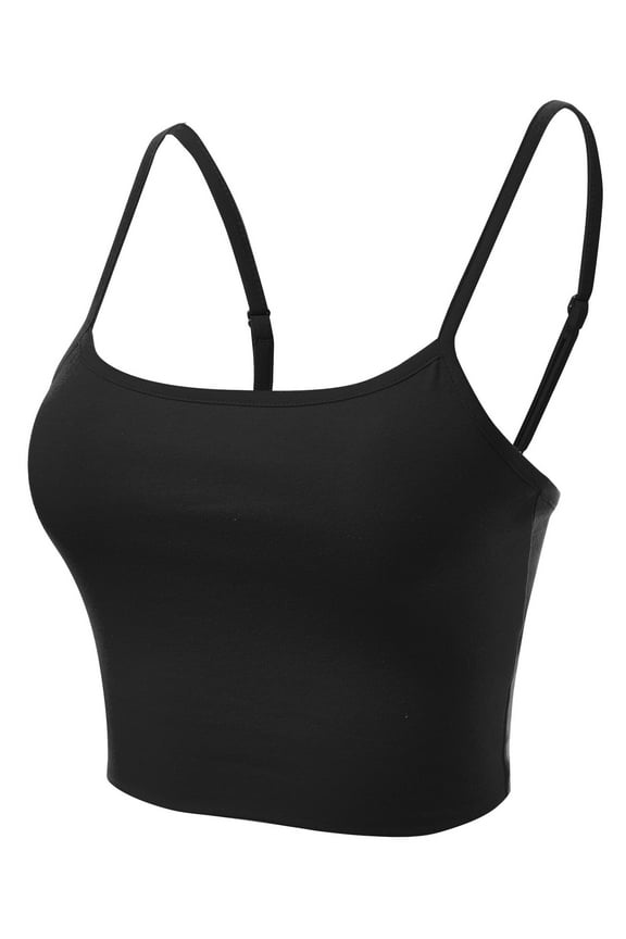 Women Basic Casual Yoga Workout Adjustable Spaghetti Strap Cami Crop Top Shirt