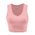 thumbnail image 1 of FashionMille Women Casual V Neck Ribbed Knit Sleeveless Cami Crop Tank Top, 1 of 5