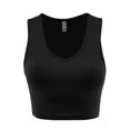 thumbnail image 1 of FashionMille Women Casual V Neck Ribbed Knit Sleeveless Cami Crop Tank Top, 1 of 5