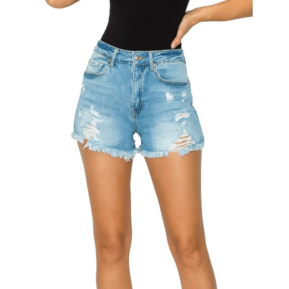 FashionMille Women Distressed Raw Hem ripped Jean Denim Shorts