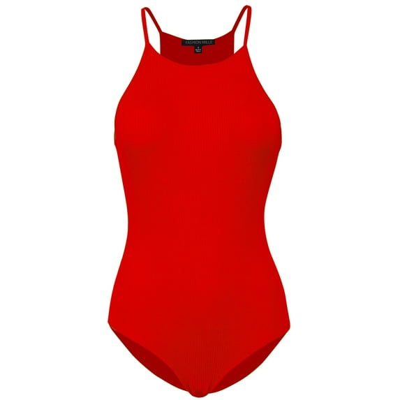 FashionMille Women Regular Fit Solid Basic Ribbed Knit Casual Sleeveless Slim Bodysuit