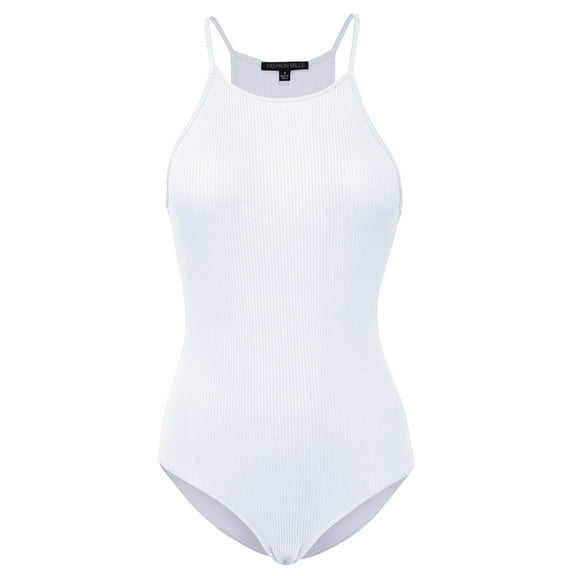 FashionMille Women Regular Fit Solid Basic Ribbed Knit Casual Sleeveless Slim Bodysuit