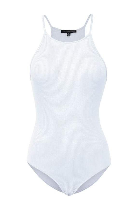 Women Regular Fit Solid Basic Ribbed Knit Casual Sleeveless Slim Bodysuit