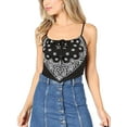 thumbnail image 1 of FashionMille Women Sexy Paisley Bandana Drawstring Front Jersey Cami Crop Top-Made In USA, 1 of 5