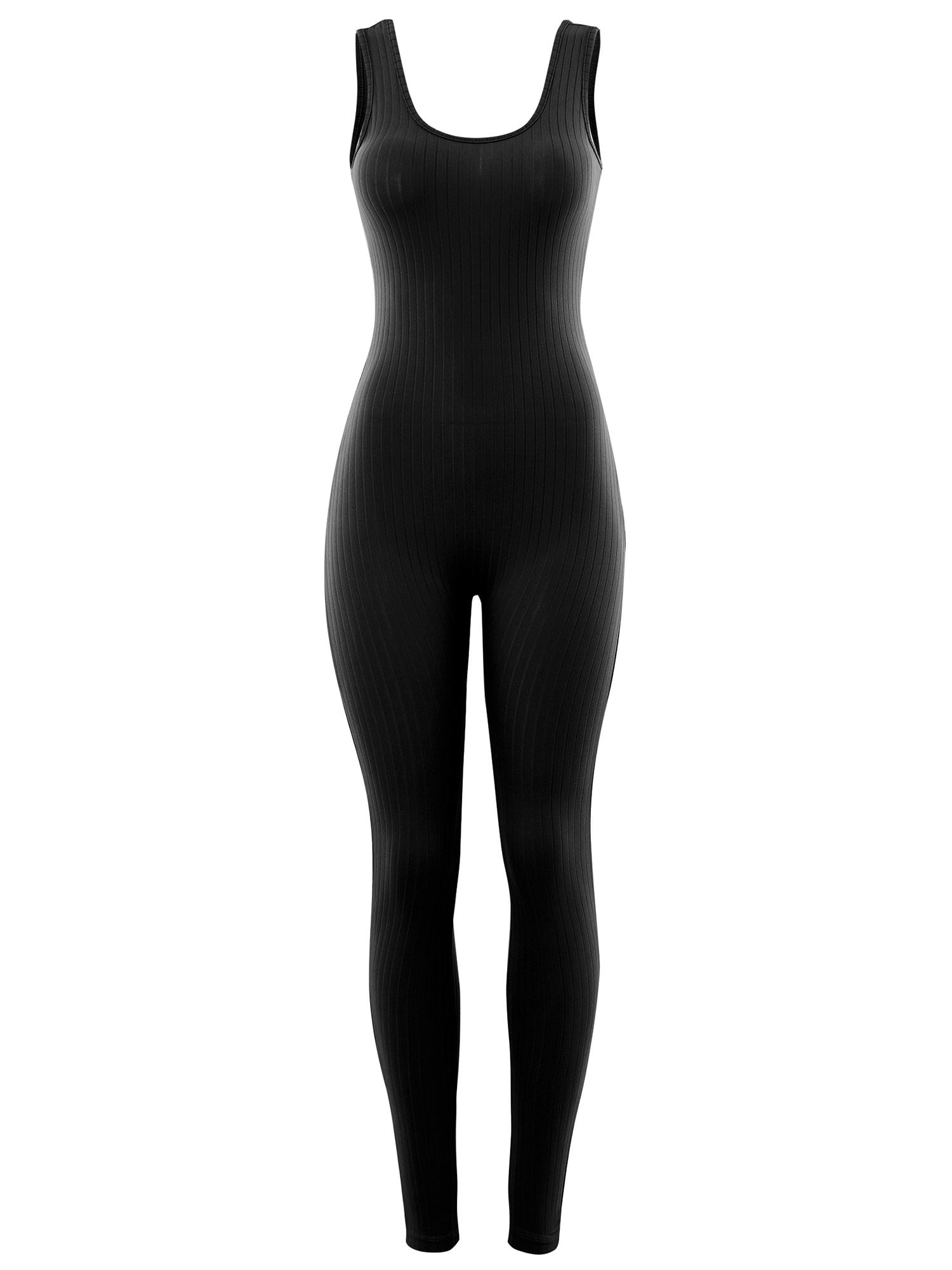FashionMille Women Sleeveless Regular Slim Fit Sexy Catsuit Solid Color