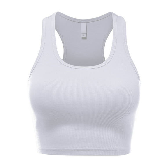 FashionMille Women Sleeveless Rib Racerback Workout Sports Crop Tank Top