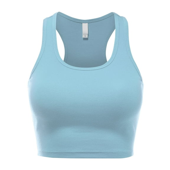 FashionMille Women Sleeveless Rib Racerback Workout Sports Crop Tank Top