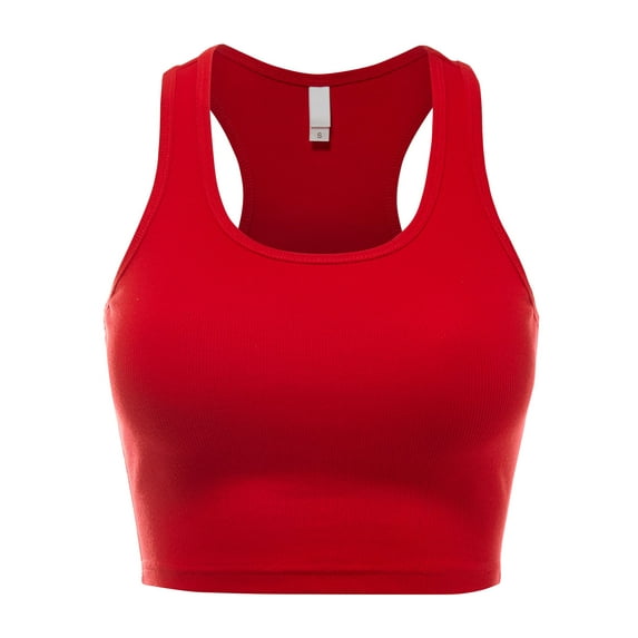 FashionMille Women Sleeveless Rib Racerback Workout Sports Crop Tank Top