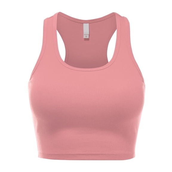FashionMille Women Sleeveless Rib Racerback Workout Sports Crop Tank Top