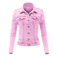 thumbnail image 1 of FashionMille Women Slim Fit Color Acid Washed Denim Jean Jacket, 1 of 5