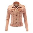 thumbnail image 1 of FashionMille Women Slim Fit Color Acid Washed Denim Jean Jacket, 1 of 5