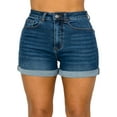 thumbnail image 1 of FashionMille Women Slim Fit High Waist Rolled Hem Stretch Denim Jean Shorts, 1 of 3