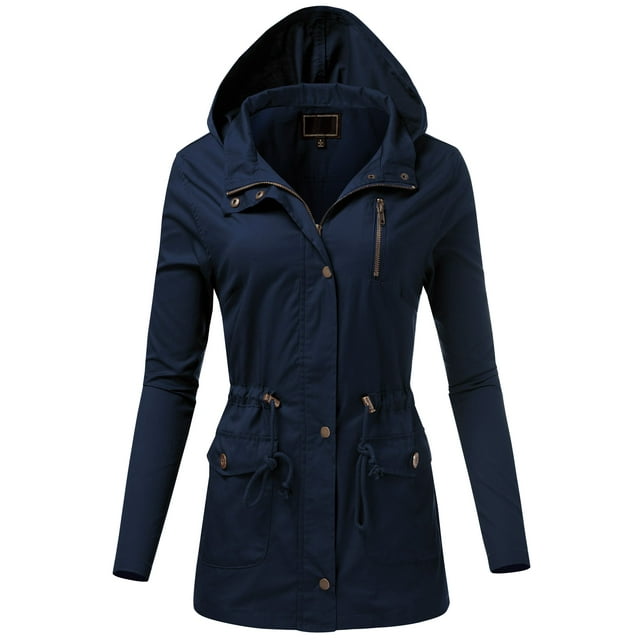 FashionMille Women Slim Fit Hooded Military Ultra Light-Weight Thin Anorak Utility Hoodie Jacket