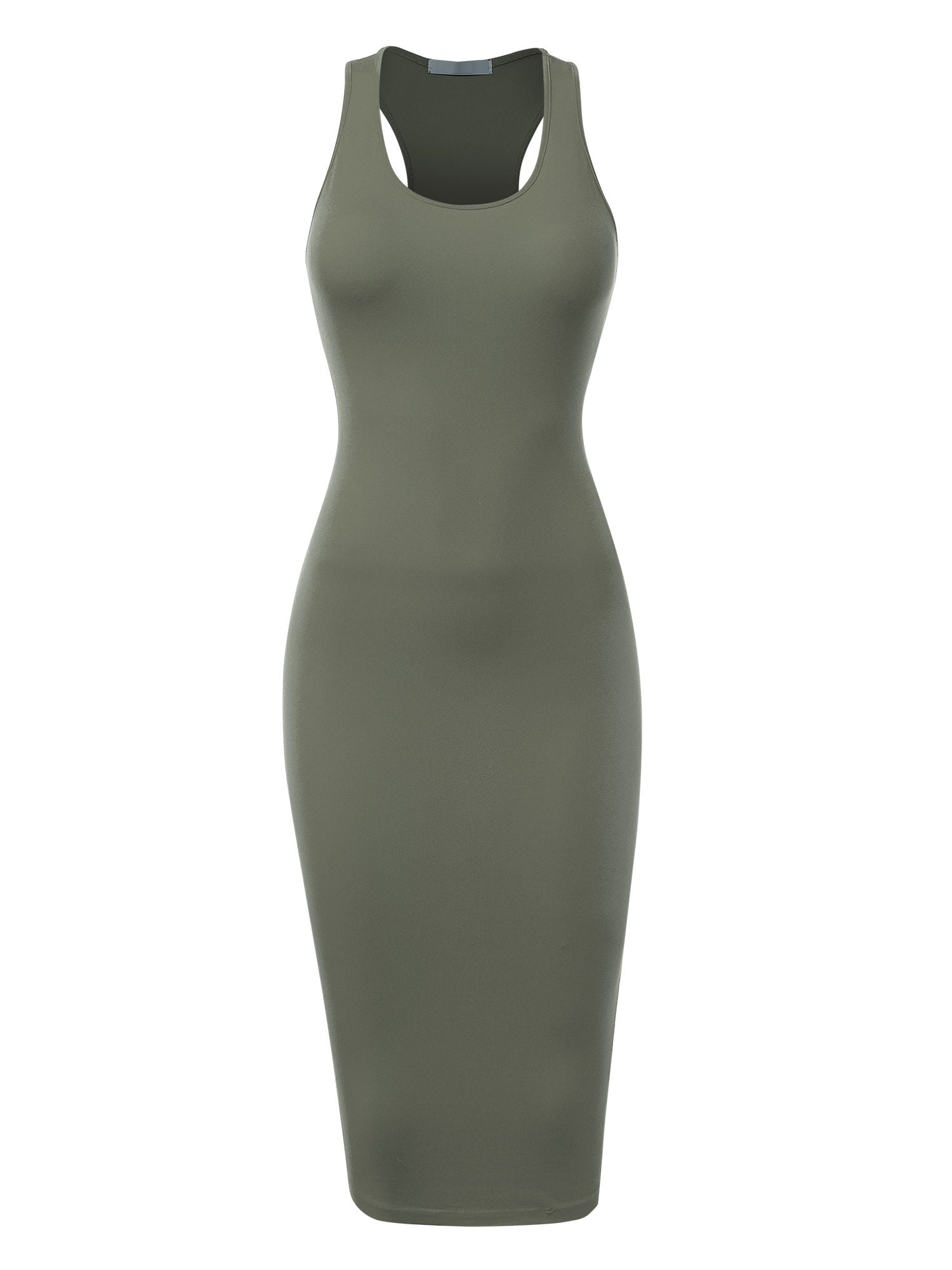 FashionMille Women Slim Fit Round Scoop Neck Casual Racerback Tank Summer Bodycon  Midi Dress - Walmart.com