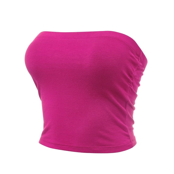 FashionMille Women Strapless Slim Fit Tube Top Elastic Band Double Layered Casual Bandeau Sexy Bra Top