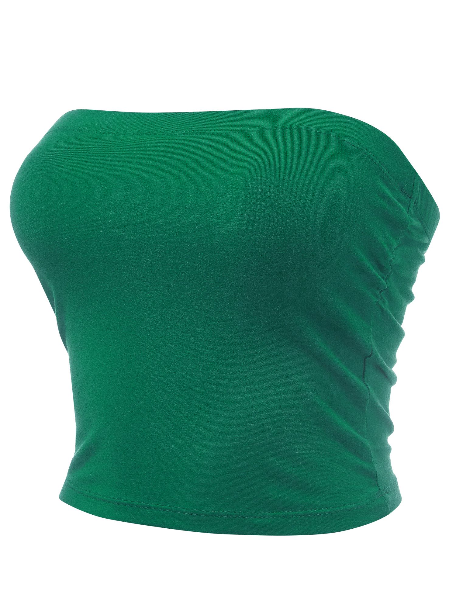 Women's Strapless Tube Top Blouse Bandeau Shirt Elastic Crop Top Summer Casual