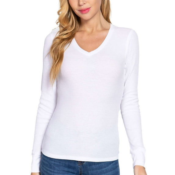 FashionMille Women's Casual Long Sleeve V-Neck Thermal T-shirt Top