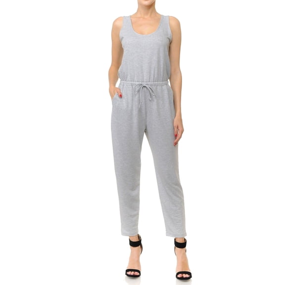 FashionMille Women's Casual Sleeveless Soft French Terry Casual Stretchy Summer Tank Long Romper Jumpsuit