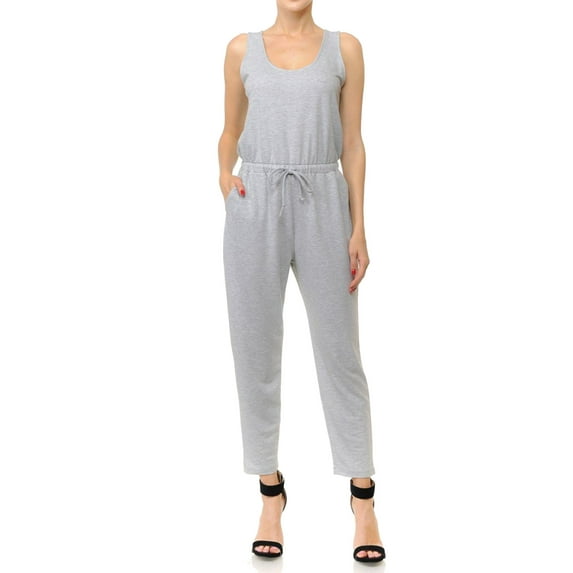 FashionMille Women's Casual Sleeveless Soft French Terry Casual Stretchy Summer Tank Long Romper Jumpsuit