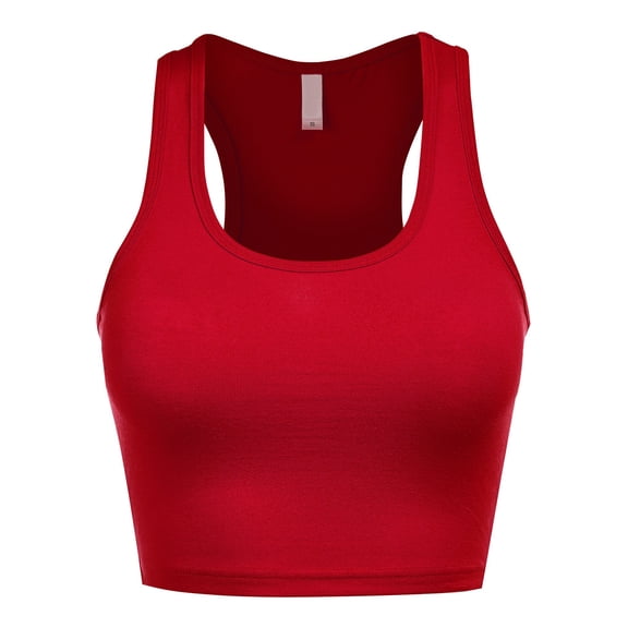FashionMille Women's Cotton Basic Sleeveless Racerback Crop Sports Active Tank Top