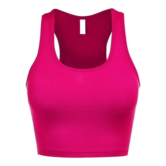 FashionMille Women's Cotton Basic Sleeveless Racerback Crop Sports Active Tank Top