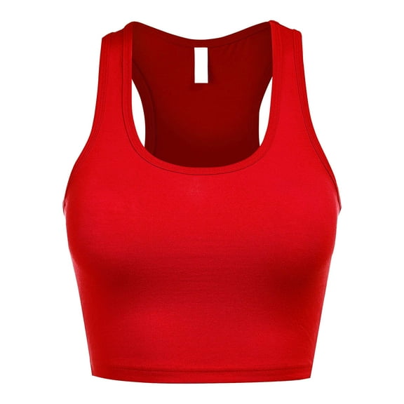 FashionMille Women's Cotton Basic Sleeveless Racerback Crop Sports Active Tank Top