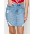 thumbnail image 1 of FashionMille Women's High Rise Frayed Hem Distressed Comfy Stretchy Denim Mini Skirt, 1 of 5
