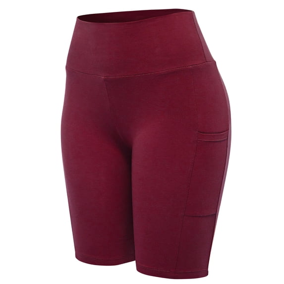 FashionMille Women's High Waist Biker Shorts with Side Pockets Yoga Hiking Exercise Activewear