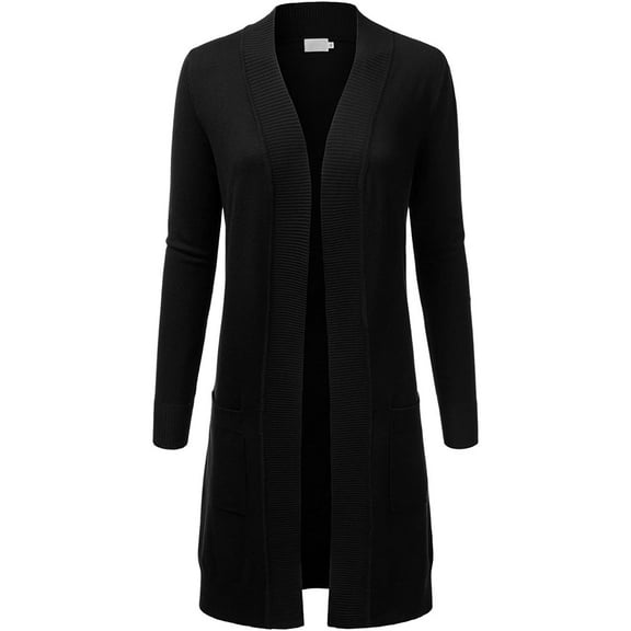 FashionMille Women's Long Line Open Front Knit Sweater Cardigan with Pockets