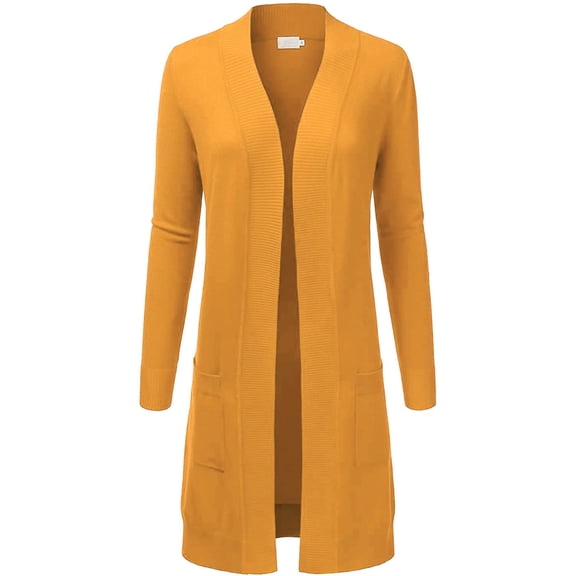 FashionMille Women's Long Line Open Front Knit Sweater Cardigan with Pockets