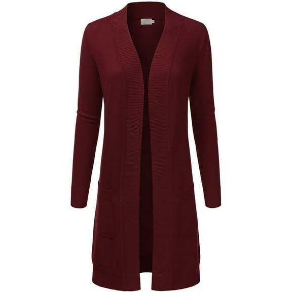 FashionMille Women's Long Line Open Front Knit Sweater Cardigan with Pockets