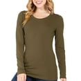 thumbnail image 1 of FashionMille Women's Long Sleeve Casual Basic Lightweight Round Neck Cotton T-Shirt Top, 1 of 1