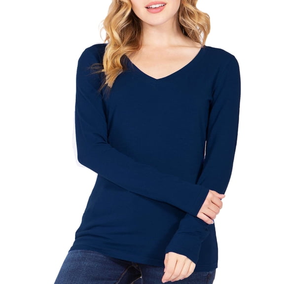 FashionMille Women's Long Sleeve Casual Basic Lightweight V Neck Cotton T-Shirt Top