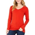 thumbnail image 1 of FashionMille Women's Long Sleeve Casual Basic Lightweight V Neck Cotton T-Shirt Top, 1 of 1