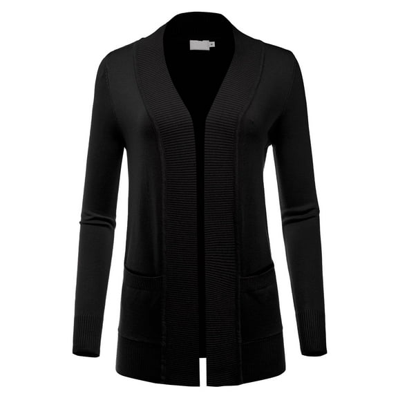 FashionMille Women's Open Front Long Sleeve Classic Knit Sweater Cardigan