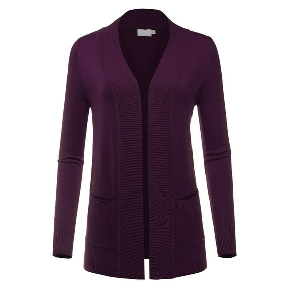 FashionMille Women's Open Front Long Sleeve Classic Knit Sweater Cardigan