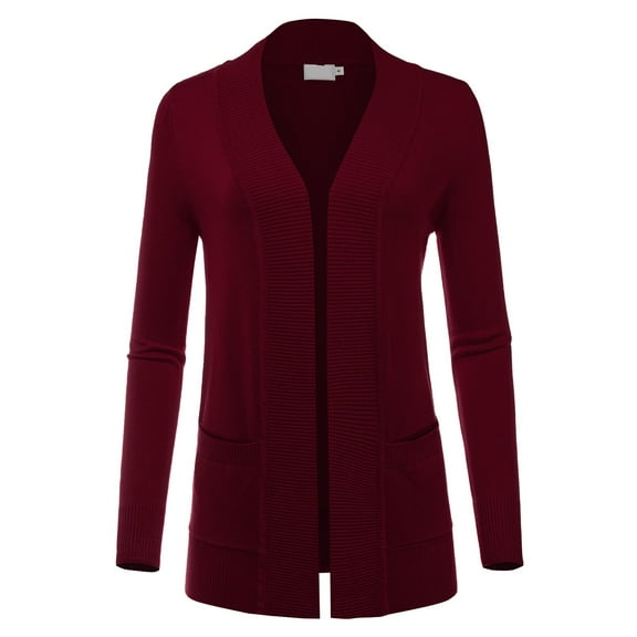 FashionMille Women's Open Front Long Sleeve Classic Knit Sweater Cardigan